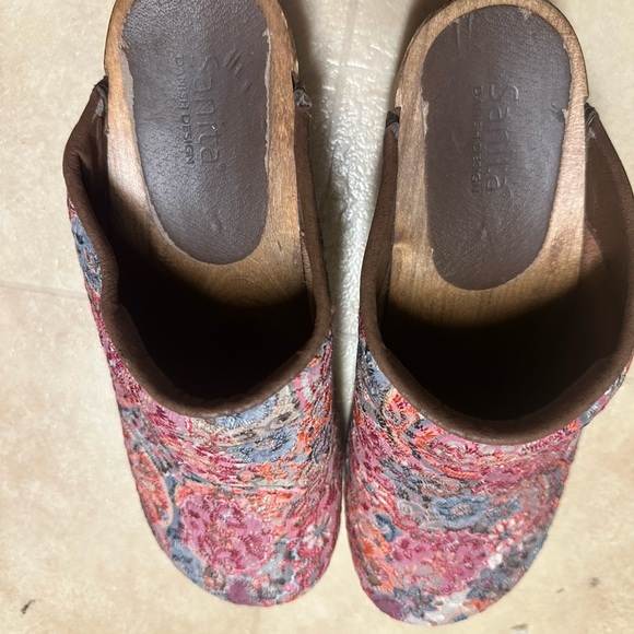 Sanita Shoes - Sanita mules wooden with beautiful embroidered tops. Size 40, or 10.